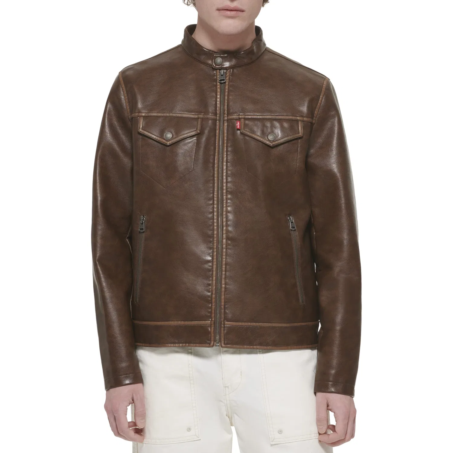 Мужская куртка из искусственной кожи Trucker Racer Levi's, Saddle