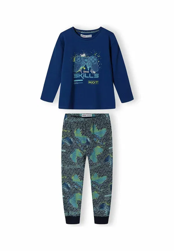 Комплект пижамный из хлопка 2 pack set Minoti, темно-синий зеленый — фото 3