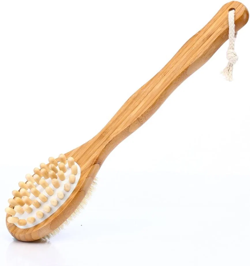 Щетка для тела с длинной ручкой, HTDirect, 40x8 см, Bamboo + Natural Bristle — фото 2