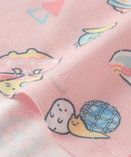 Детская пижама с принтом, комплект с кисетом, Sumikko Gurashi QUNTSTYLE, Розовый — фото 4