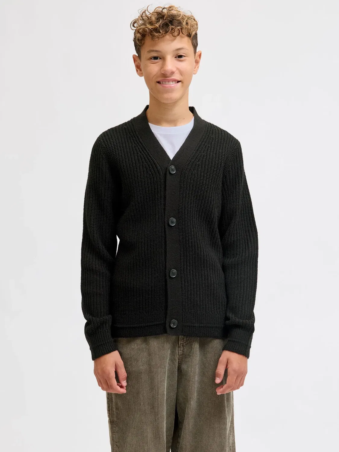 Кардиган вязаный Jack & Jones Junior, черный — фото 2