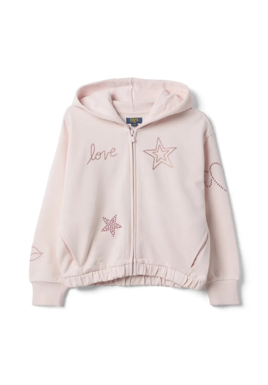 Детская укороченная толстовка с капюшоном на молнии Ovs, Light Pink