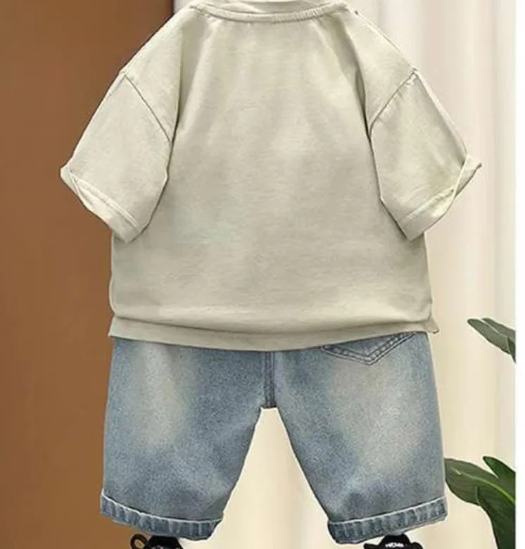 Комплект для мальчиков с принтом 2 pcs 2-9years Chicpoint, зеленый — фото 3