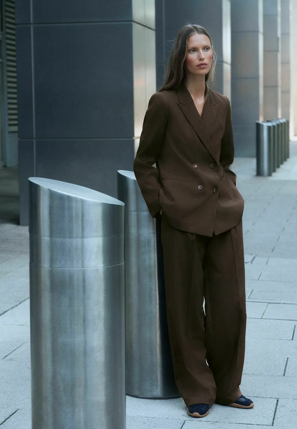 Брюки с широкими штанинами, полосатый крой Next, Chocolate Brown — фото 2