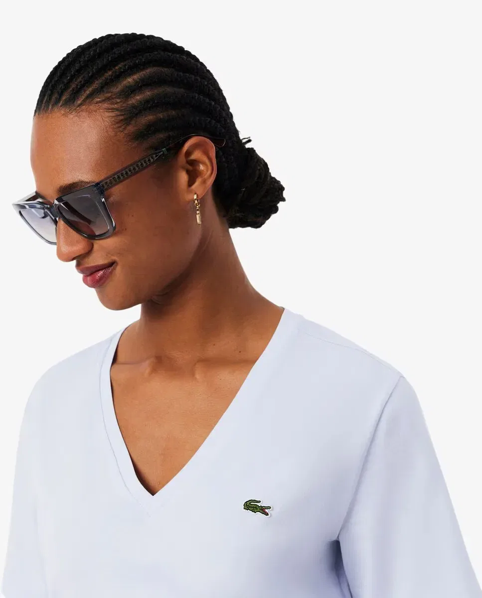 Футболка Lacoste Азул Кларо свободного кроя, хлопок, голубой — фото 4
