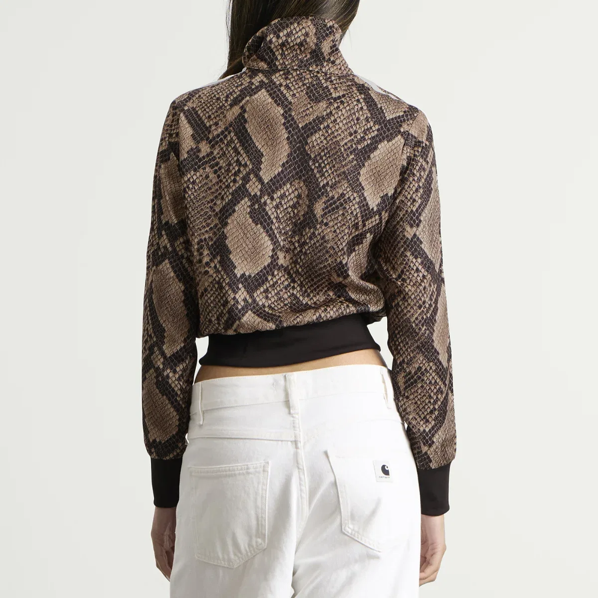 Женская куртка из атласа с принтом Firebird Track Top Adidas, Linen & Magic Beige — фото 3