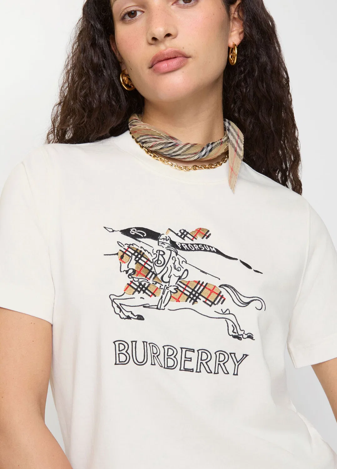Футболка Burberry Frankie Ekd Check, женская, белый — фото 3