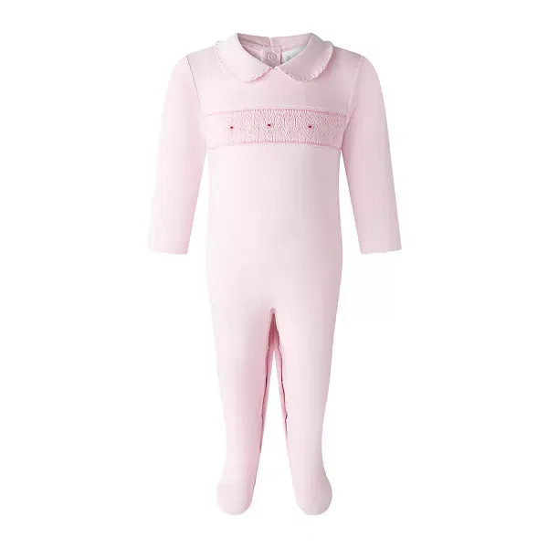Детский комбинезон для девочек хлопковый Pima Smocked Footie Rachel Riley, розовый
