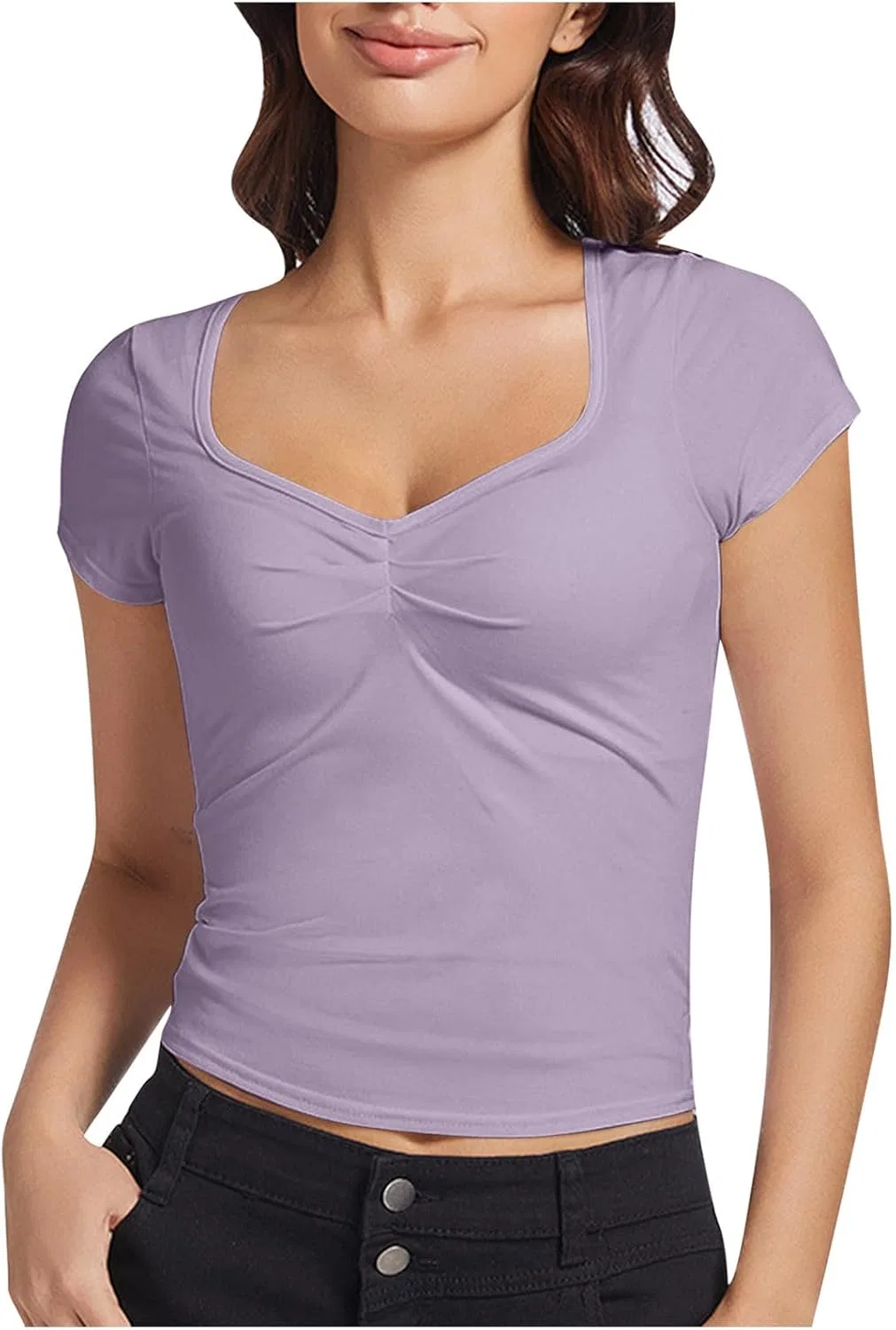 Женский укороченный топ с V-образным вырезом Basic Tee, Purple