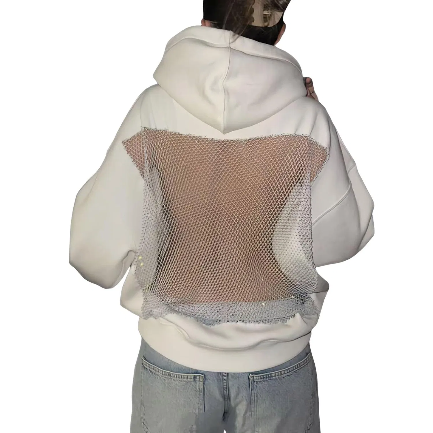 Женский худи с капюшоном, с длинным рукавом, Y2K Oversized, A White
