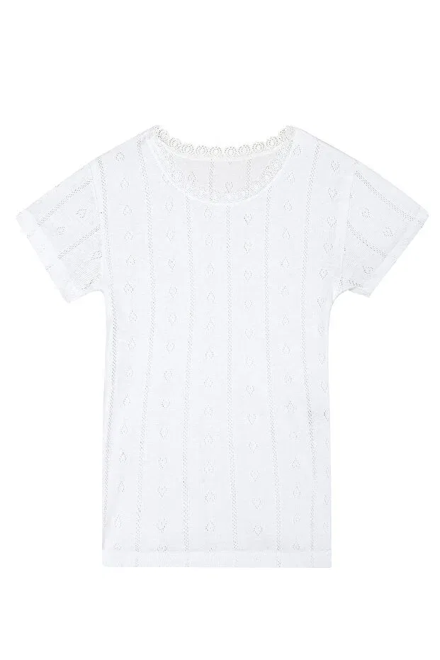 Детское для девочек хлопковое майка-борцовка Özkan Underwear, White — фото 3