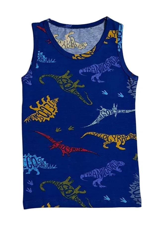 Детский комплект нижнего белья для мальчиков хлопковый Dinosaurs Patterned Elmas Kids, Blue — фото 4