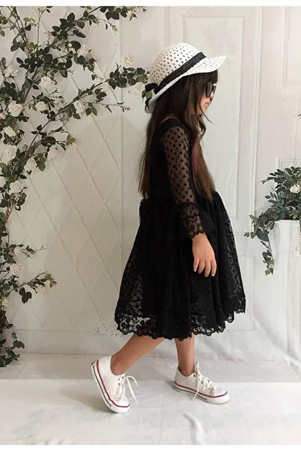 Детское платье для девочек кружевное принцессы Mixie, Black — фото 4