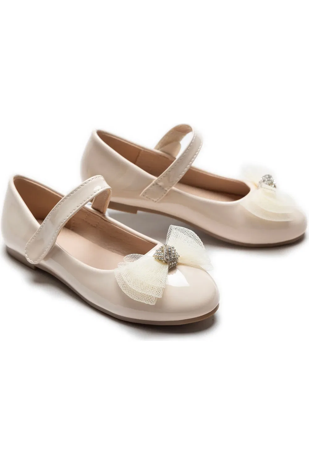 Детские туфли балетки с бантом Lucille Bow Tulleen, Cream