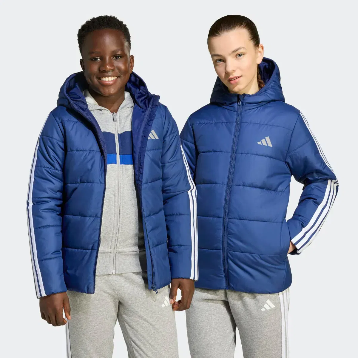 Детская куртка с утеплителем с принтом 3 полосы adidas, Azul