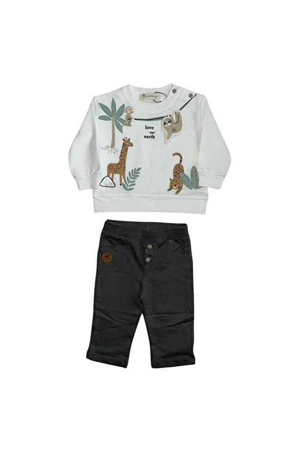Детский для мальчиков спортивный костюм с аппликацией Koala Appliqued Tracksuit Set Minikaya, White
