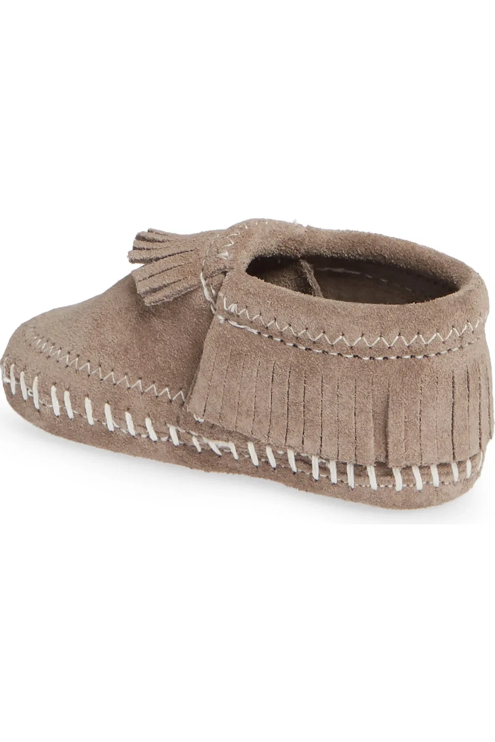 Детские пинетки ботинки с бахромой Riley Minnetonka, серый — фото 2
