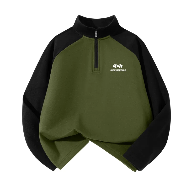 Детский свитер с воротником-стойкой Green/H Pure White Logo K, Moderate, WARRIOR
