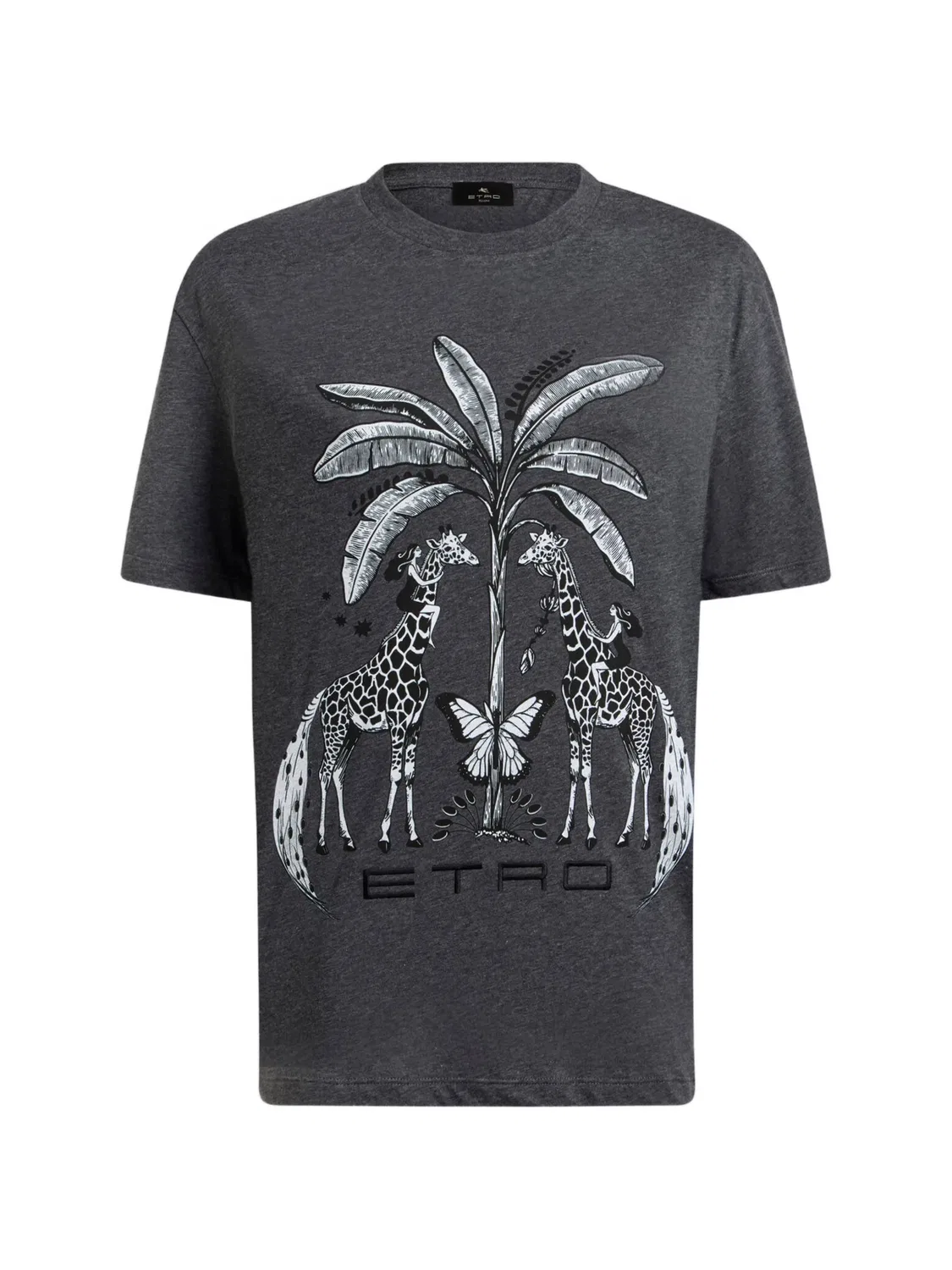 ETRO Футболка из хлопка с принтом жирафов, серый