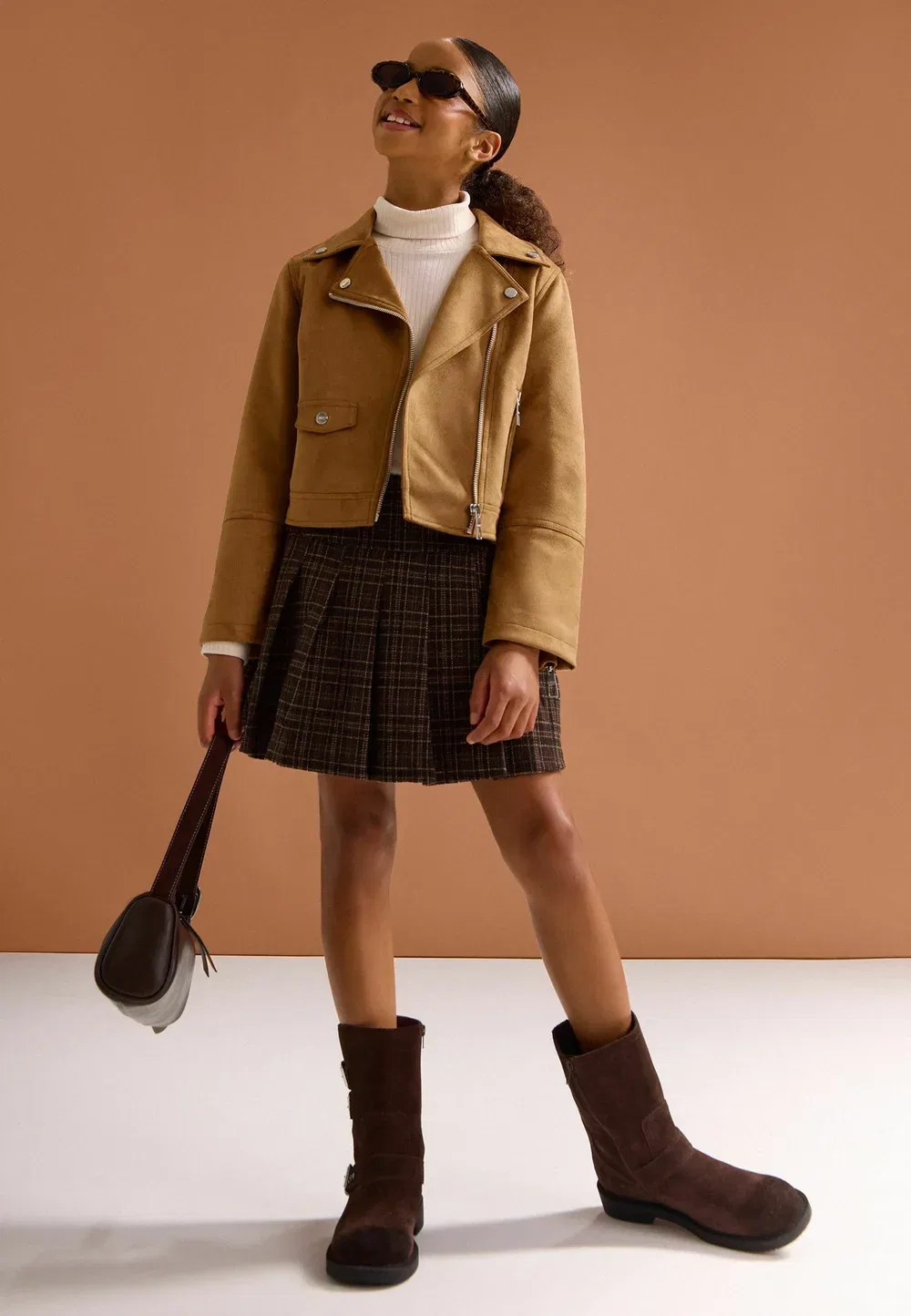Куртка-Косуха стандартного кроя. Куртка из искусственной кожи Lipsy, Tan Brown Suedette — фото 2