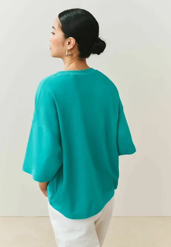 Футболка свободного кроя Oversized crew neck Next, Aqua Blue, бирюзовый