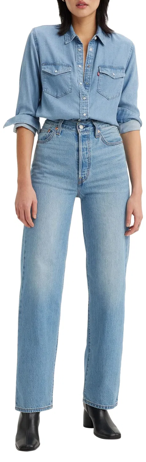 Женские джинсы прямого кроя Ribcage Straight Ankle Levi's, Light Indigo Worn in