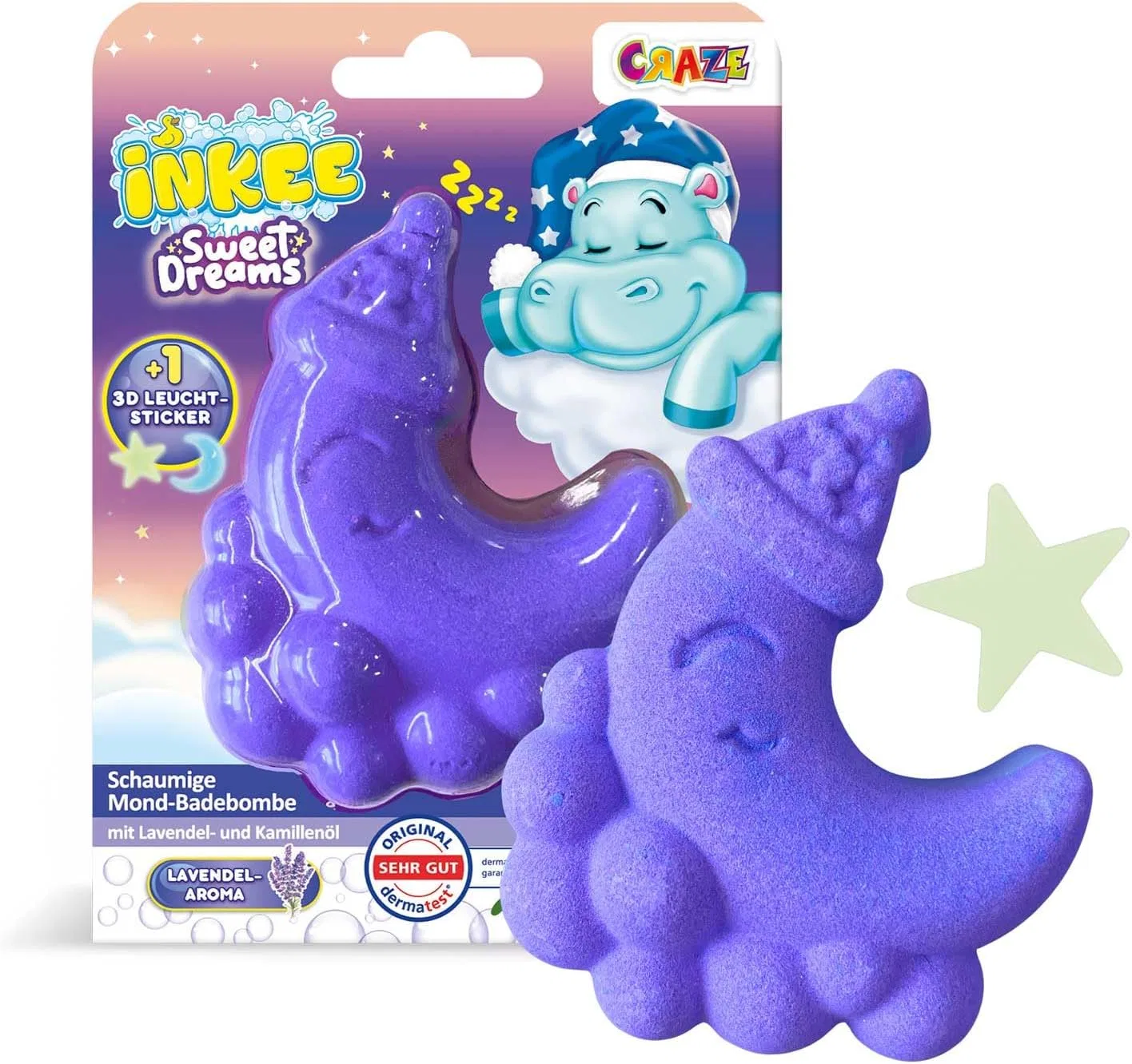 Пенная бомбочка для ванны INKEE Moon Shape, 60 г, Лаванда, Фиолетовый