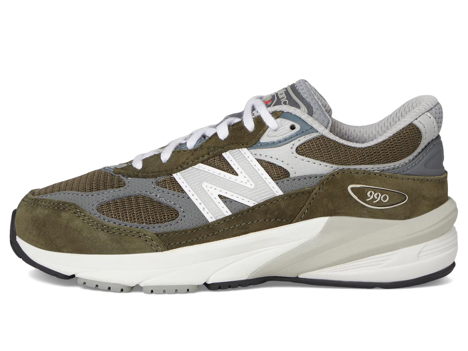 Детские кроссовки для мальчиков с амортизацией Fuelcell 990 V6 Lace-up New Balance, Olive Grey — фото 4