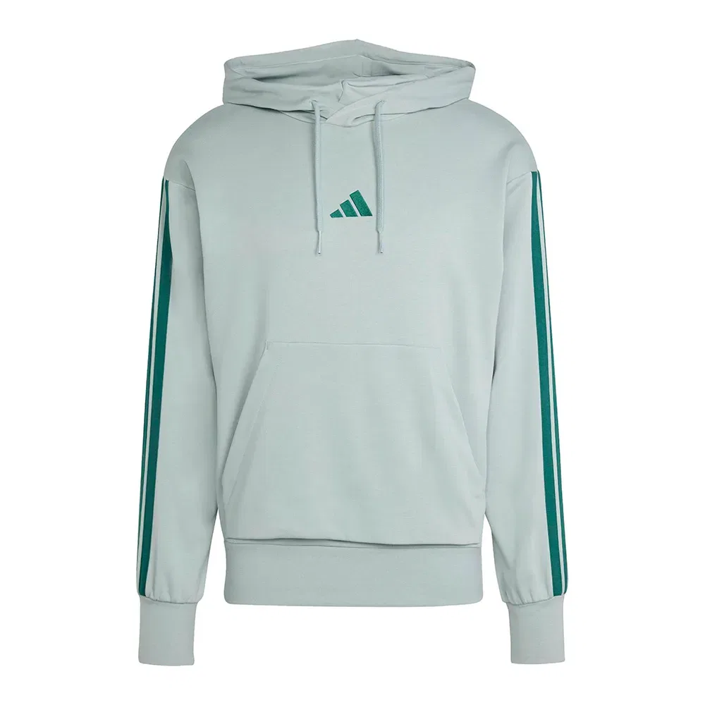 Худи с тремя полосками Adidas Essentials French Terry, зеленый — фото 3
