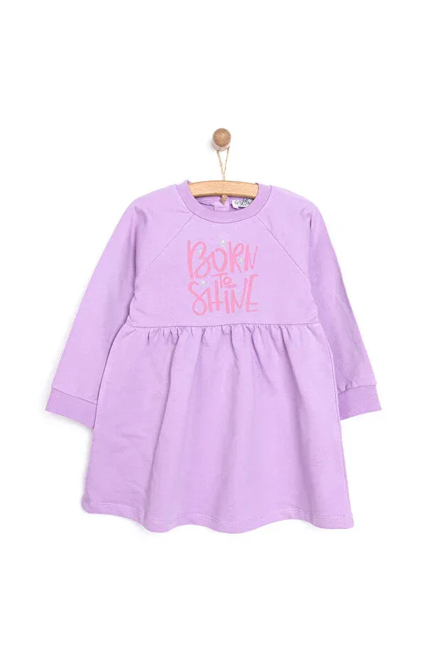 Детское платье для девочек с длинным рукавом Hellobaby basic girl knitted front ruffle dress Ebebek Hello Baby, Lilac
