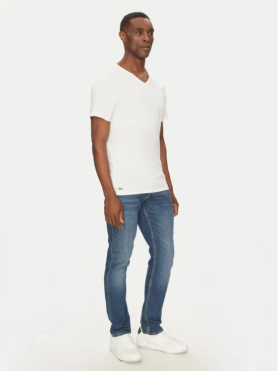 Комплект футболок Lacoste slim fit, V-образный вырез, белый — фото 3