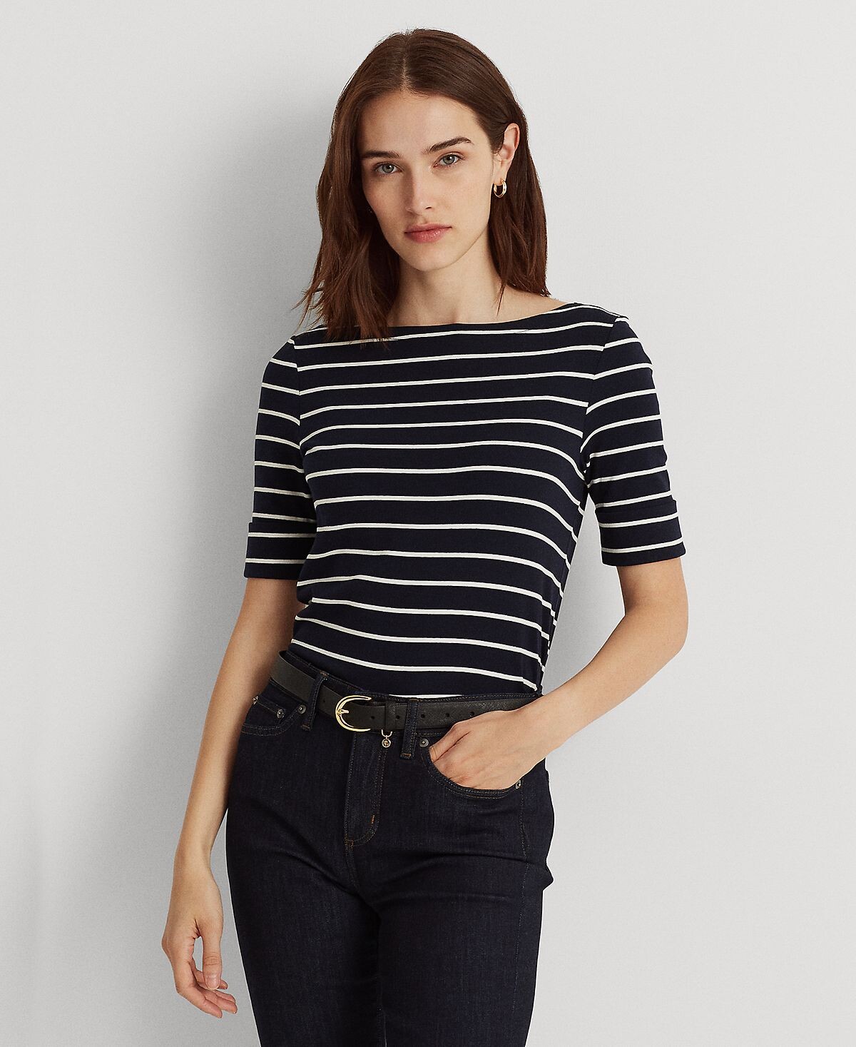 

Полосатый топ с вырезом лодочкой Lauren Ralph Lauren, мульти