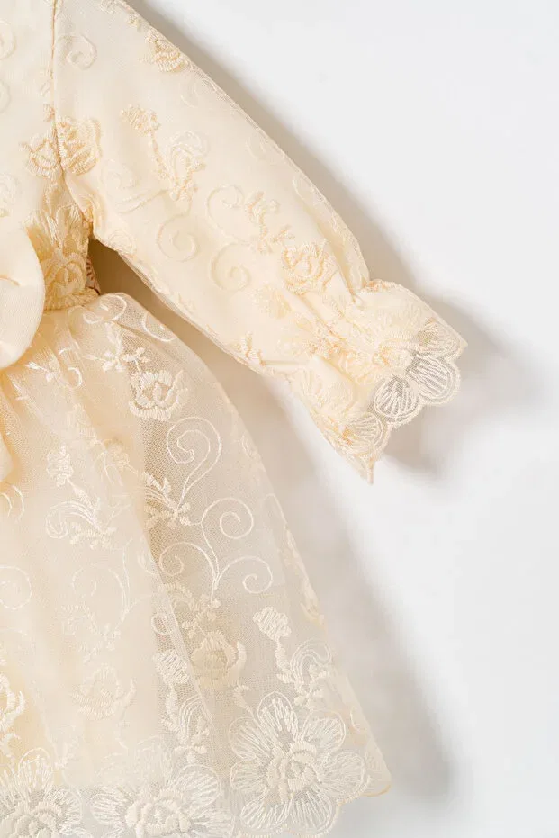 Детское платье для девочек с длинным рукавом Miniday Baby, Beige — фото 4