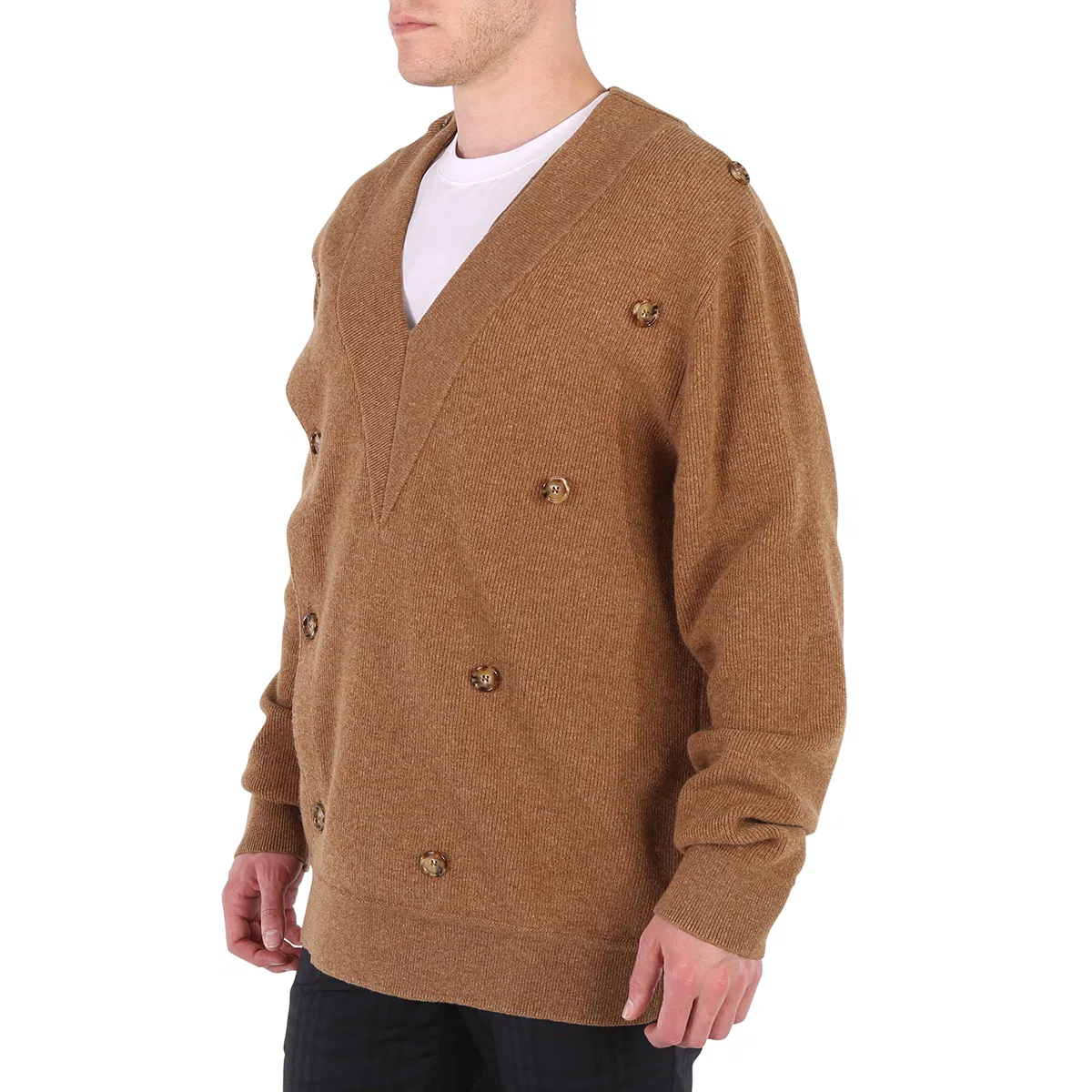 Джемпер мужской двубортный с V-образным вырезом Burberry, Biscuit Beige — фото 3
