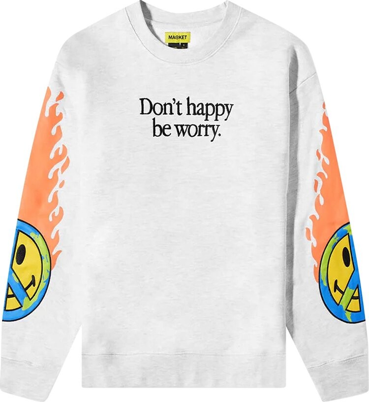 

Толстовка Market Smiley Earth On Fire Crewneck 'Ash', серый