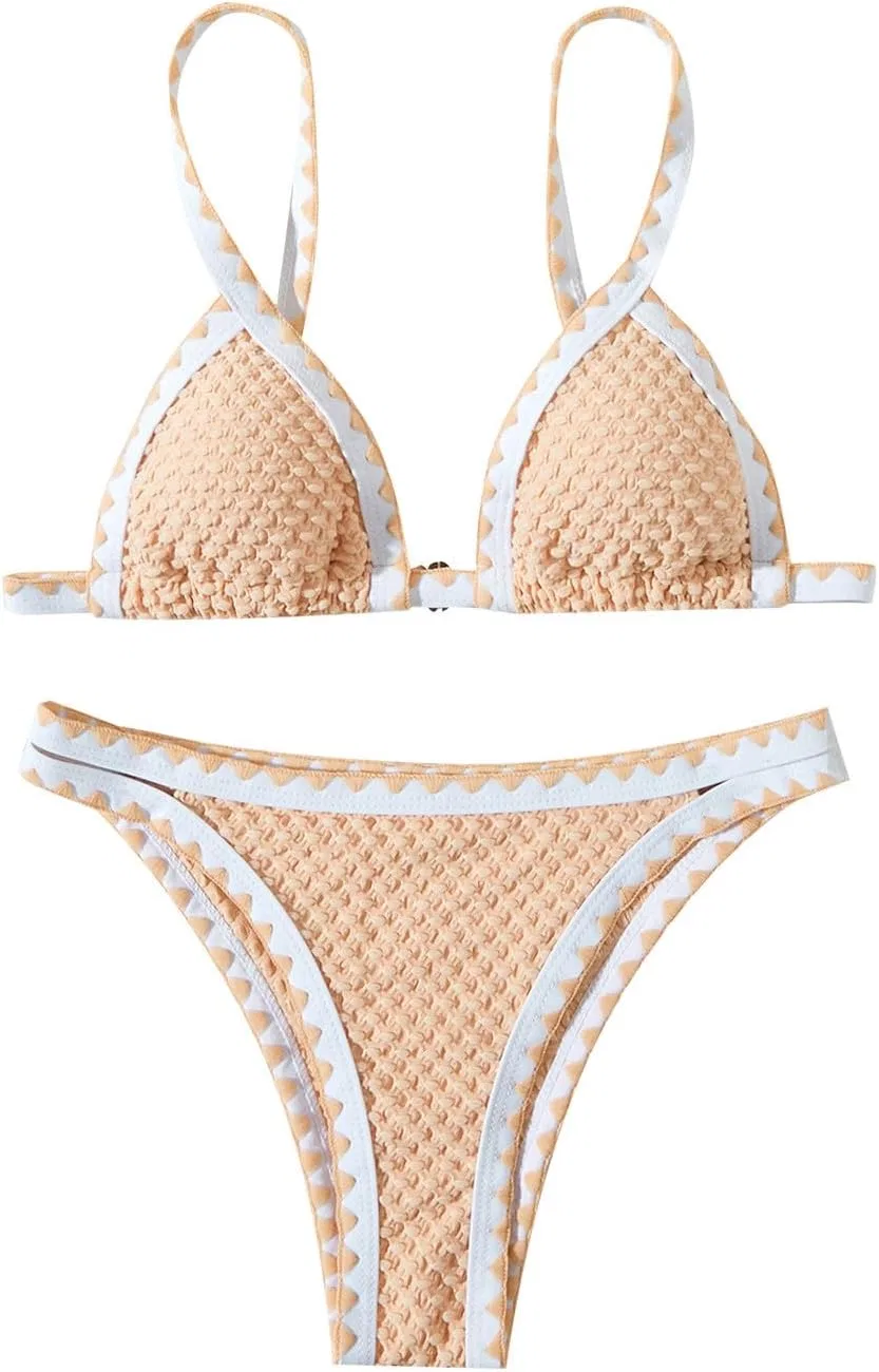 Женский бикини-сет с высокой талией Color Block, Beige