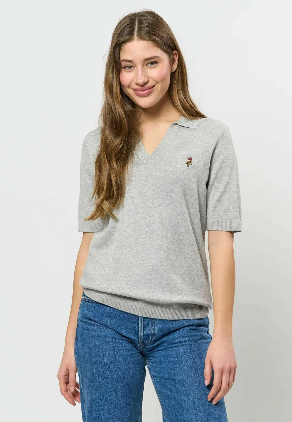 Футболка-Поло Uwlilwan с коротким рукавом - базовая футболка U.S. Polo Assn., Grey Melange