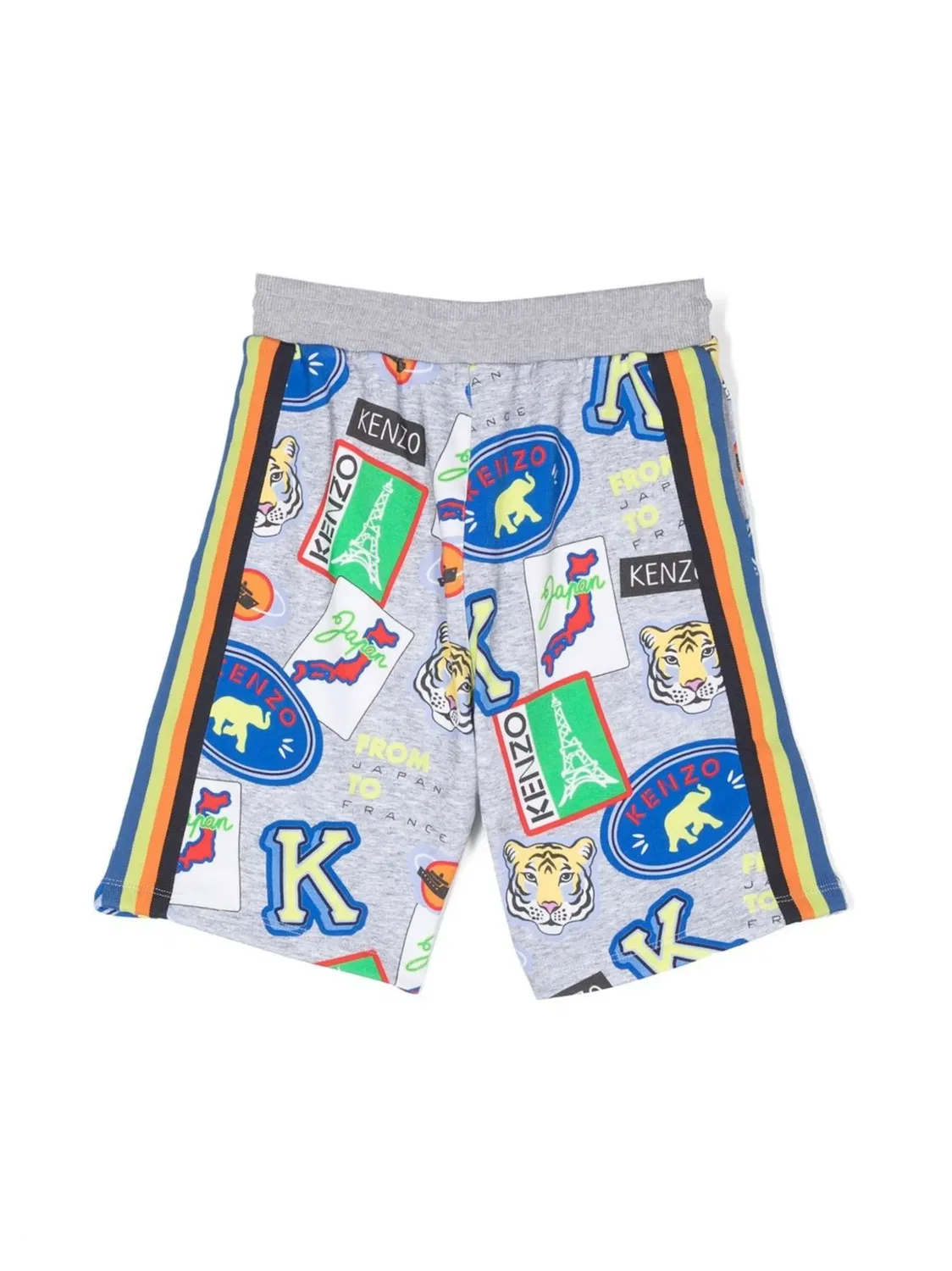 Шорты с принтом и боковой полосой Kenzo, серый — фото 3