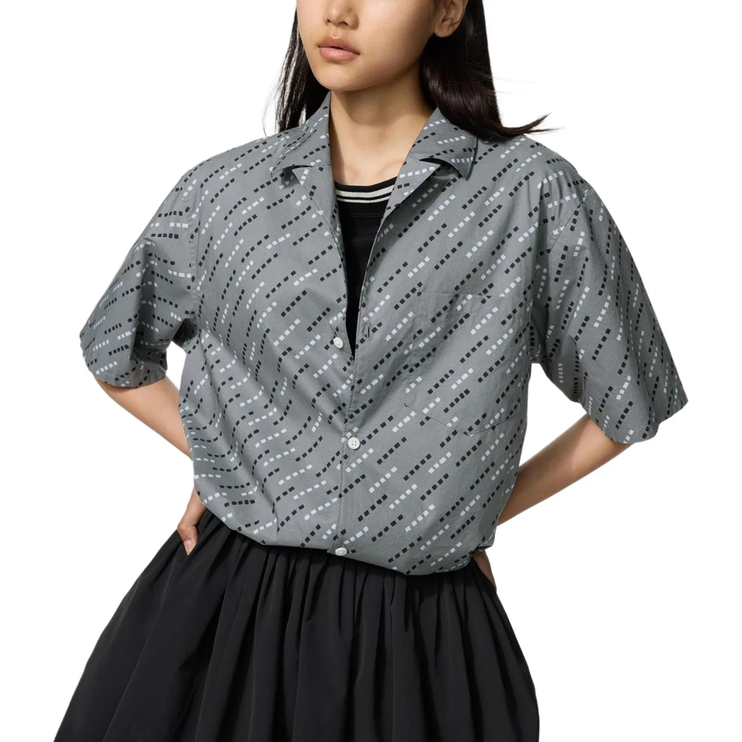 Рубашка с кубинским воротником Asphalt Gray, Francesco Risso, UNIQLO, Asphalt Gray — фото 4