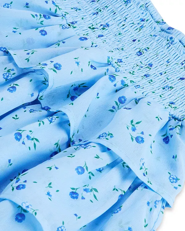 Детская юбка для девочек с принтом Aqua, Blue Ditsy — фото 3