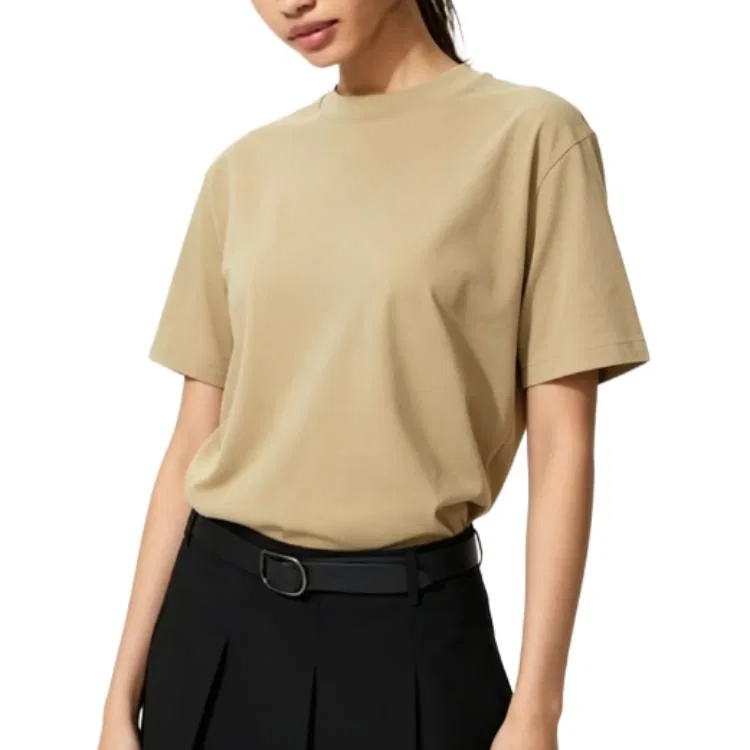 Женская футболка с круглым вырезом Beige UNIQLO, Beige