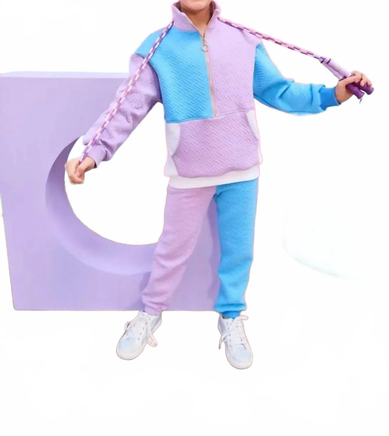 Детский свитшот с принтом Color Block Pullover Bisby, Lavender/Blue