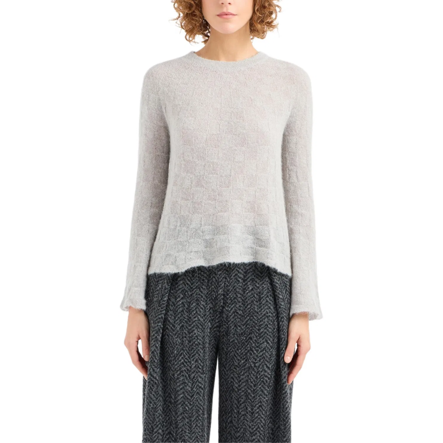Женский свитер с длинным рукавом EMPORIO ARMANI, Light Gray