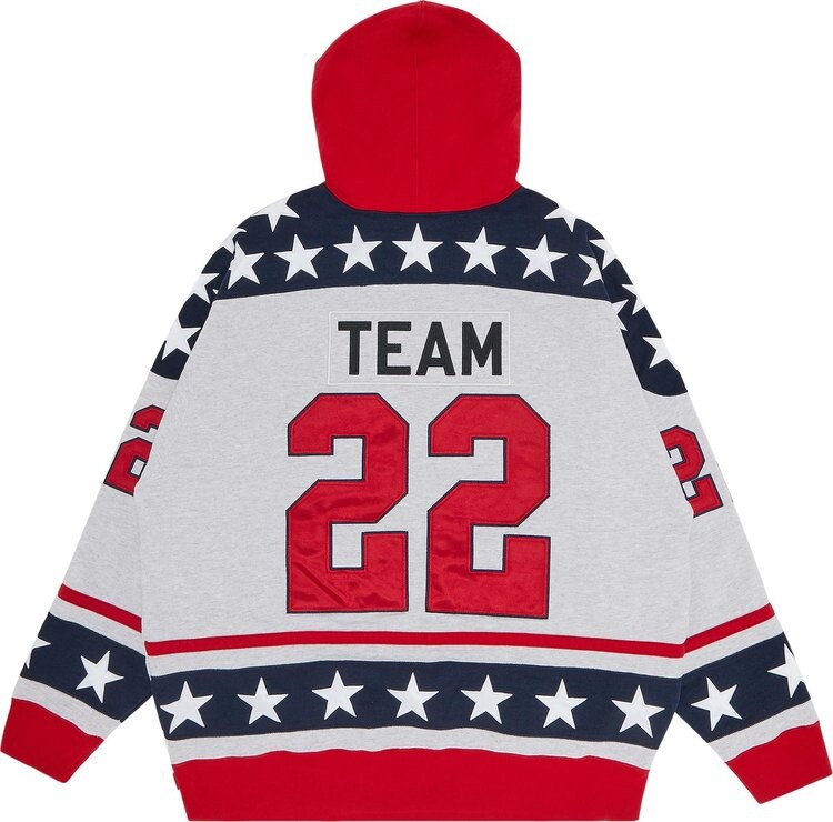Толстовка Supreme Hockey Hooded Sweatshirt 'Ash Grey', серый — фото 3