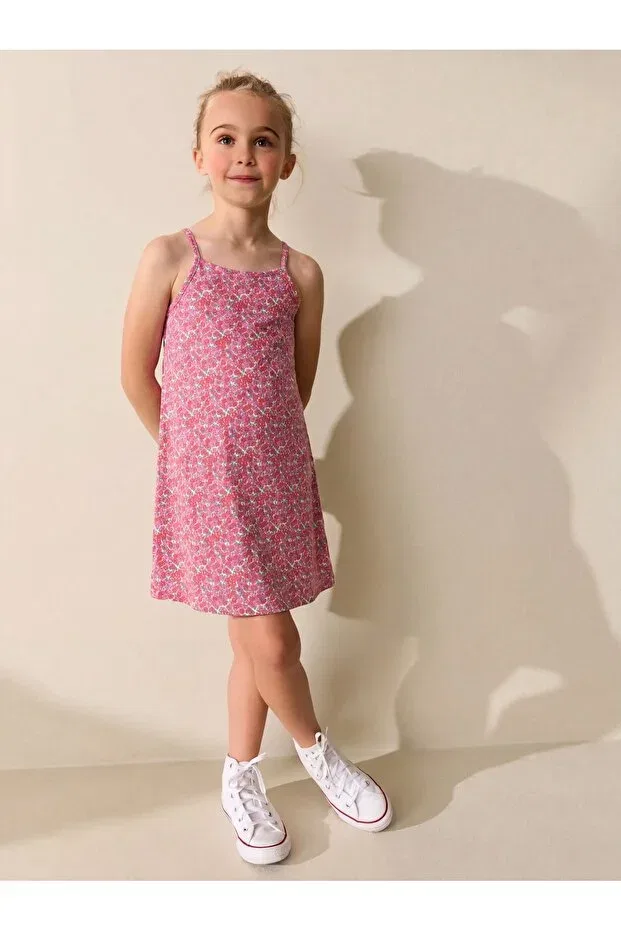 Детское платье для девочек с принтом Girl'S floral patterned strap dress Tinymuyt, Pink