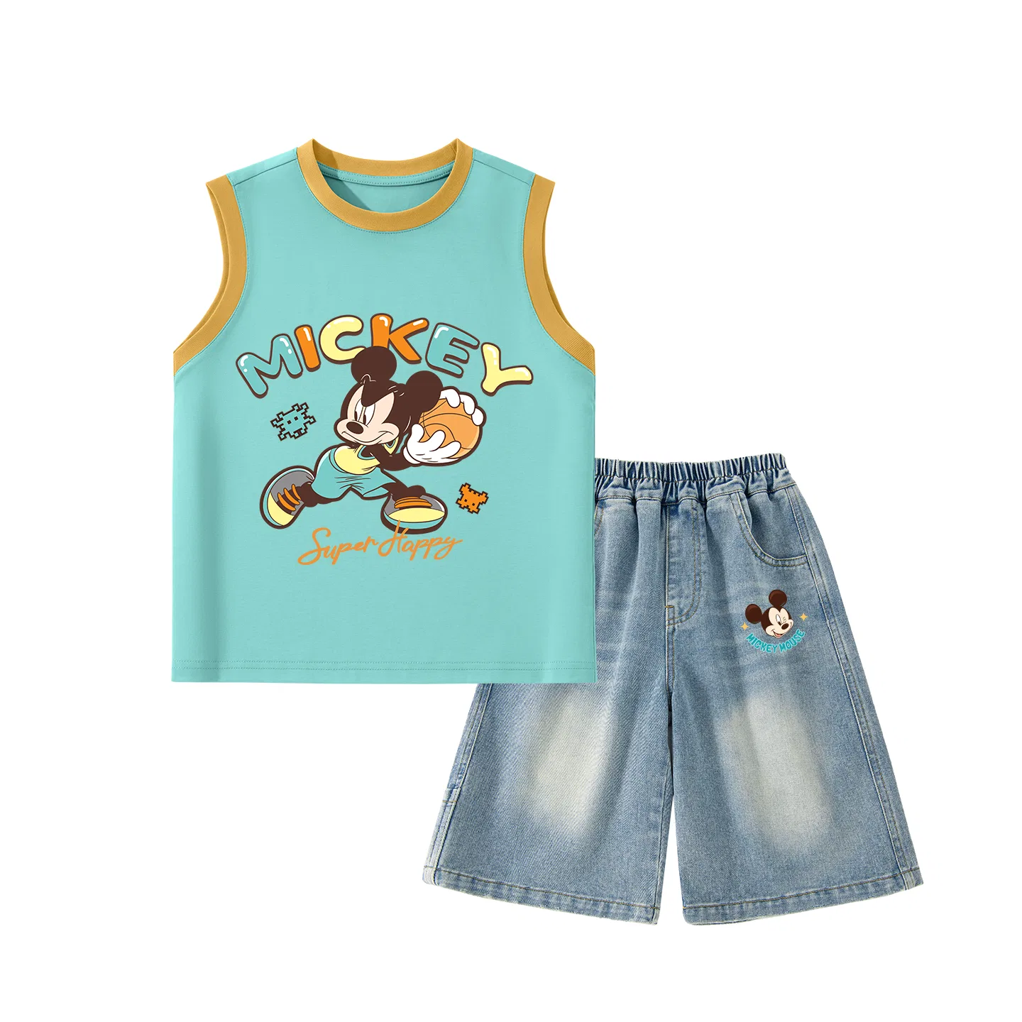 Детский спортивный костюм с круглым вырезом, Disney, Di Ball Orange Blue+Di Cute Star K Denim Blue