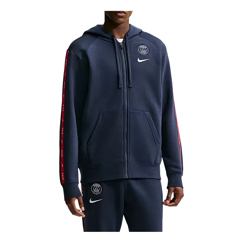 Мужское худи для футбола Paris Saint-Germain City Side Full-Zip Fleece Hoodie 'College Navy White' Nike, College Navy/White