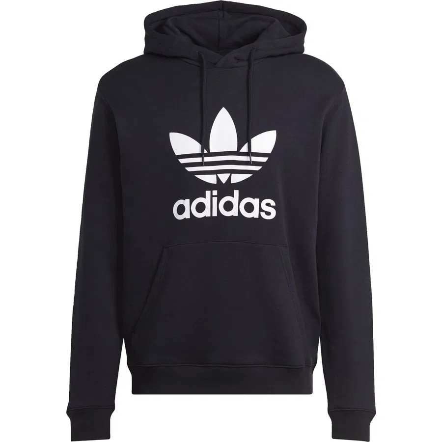 Худи с капюшоном и принтом Trefoil adidas Originals Adicolor Classics, Черно-белый — фото 3