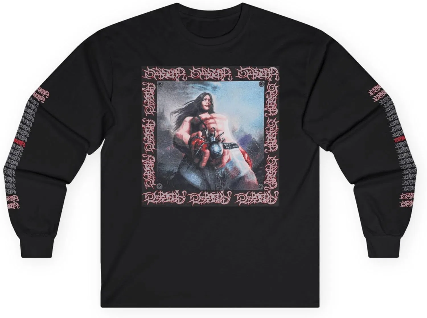 Мужская футболка длинный рукав Bladee Spiderr Drain Gang, Black