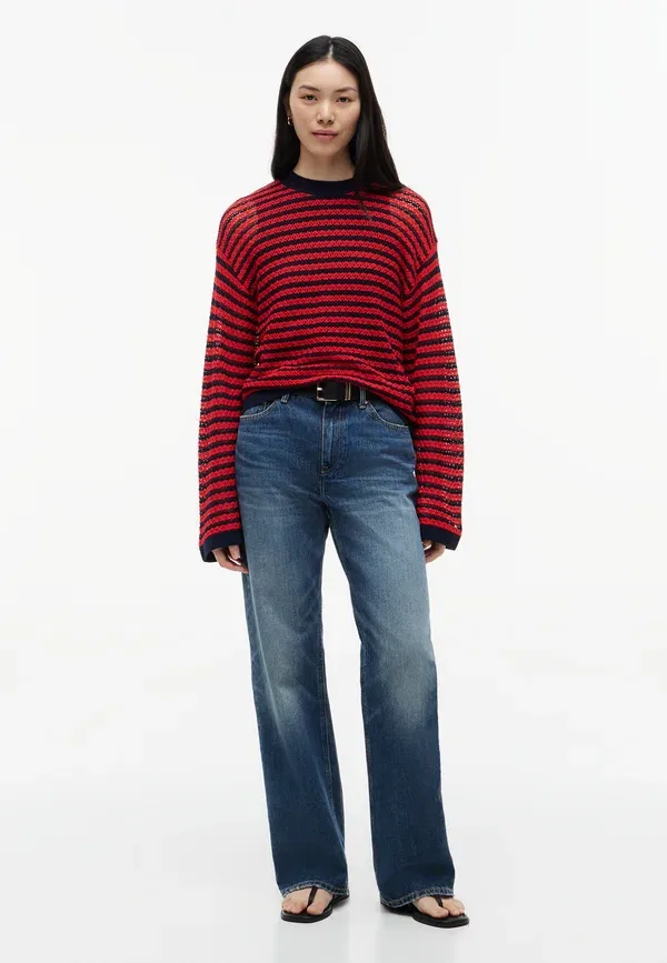 Джемпер полосатый Jumper Tommy Hilfiger Dark Navy, Fire Red, красный/темно-синий — фото 2